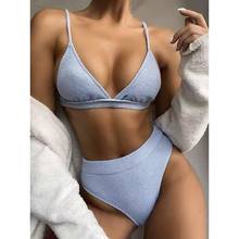 Push Up Bikini Set Swimsuits High Waist Swimwear Women Ribbed Biquini Bathing Suits Brazilian Bikinis 2021 Purple Bathers 2024 - buy cheap