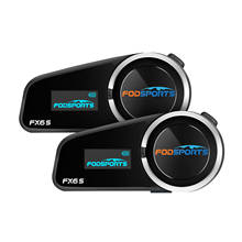 2шт Fodsports FX6 S Helmet Bluetooth 5.0 Intercom Мотоциклетный шлем Bluetooth-гарнитура Домофон Intercomunicador с FM-радио, OLED-экраном, поддержка 6 разговоров наездников одновременно. 2024 - купить недорого