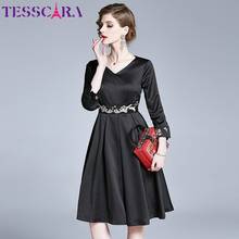 Tesscara-vestido bordado feminino, roupa de festa vintage com decote v para primavera, de alta qualidade 2024 - compre barato