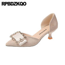 Sandalias de ante fino para mujer, zapatos de tacón de aguja en color rojo, Beige, informales, puntiagudos, 2021 2024 - compra barato