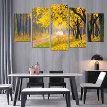 Wall Art HD Prints Home Decor Poster Pictures Forest Yellow Leaf Tree Canvas Paintings For 5 Pieces Living Room Frame Artwork 2024 - buy cheap