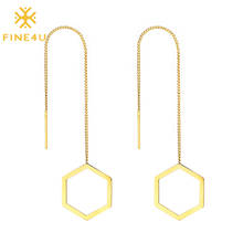 FINE4U-pendientes colgantes minimalistas E285 para mujer, aretes largos con forma hexagonal, borla geométrica 2024 - compra barato