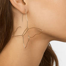 SRCOI Butterfly Shape Hollow Metal Hoop Earrings Exaggeration Fashion Simple Large Geometric Earrings For Women Party Jewelry 2024 - buy cheap