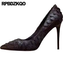 Zapatos de tacón de piel de serpiente para mujer, calzado informal de punta estrecha, zapatos de marca de diseñador negros extremos, Ultra Scarpin 8cm Super 10 42, tacones altos 2024 - compra barato