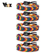 Vnox-pulsera de cadena de cuerda trenzada para hombre y mujer, brazalete Unisex de Color arcoíris, longitud ajustable 2024 - compra barato