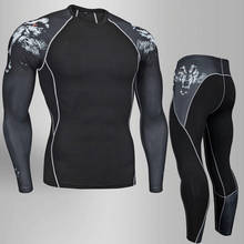 2021 NEW Running Set Compression Tights Men Workout Fitness Training Training Long Sleeves Shirts Sport Suit Rashgard Kit 3XL 2024 - buy cheap