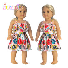 Falda de muñeca de 18 pulgadas con tirantes para bebé, ropa de 43 cm, 1/3 BJD, vestido de flores que se ajusta a las muñecas de nuestra generación, Rusia 2024 - compra barato