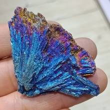 Dhxyzb aço natural em forma de leque 50-200g, turmalina preta, chapeamento roxo azul, pedra original de cura, espécime mineral reiki 2024 - compre barato