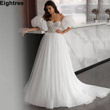 Eightree Sweetheart A Line Wedding Dresses Glitter Tulle Lace Appliques Bridal Dress with Detachable Puff Sleeve Wedding Gowns 2024 - buy cheap