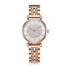 Cabarny relógio de diamantes feminino, relógio de pulso de aço à prova d'água ouro rosa pulseira de aço para mulheres 2024 - compre barato