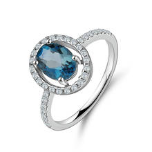 Женское кольцо с голубым топазом 925 карата, из серебра пробы 2024 - купить недорого