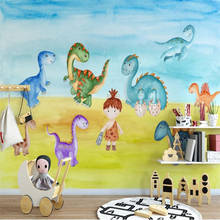 Milofi-papel tapiz personalizado 3D para niños, mural de dibujos animados, ilustración de dinosaurio, Fondo de sala de estar, decoración de dormitorio, pa 2024 - compra barato