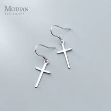 Modian Classic 925 Sterling Silver Fashion Simple Cross Drop Hook Earring for Women Dangle Earring Fine Jewelry 2020 Design 2024 - buy cheap