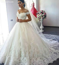 Размера плюс кружевное роскошное бальное платье, свадебные платья, платья 2021 Robe De Mariage Ближнего Востока при стоимости покупки Vestido De Noiva принцесса свадебное платье 2024 - купить недорого