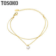 TOSOKO Fashion Double-Layer S Chain Super Flash Bracelet With Diamonds Stainless Steel Women's  Bracelet BSE116 2024 - buy cheap