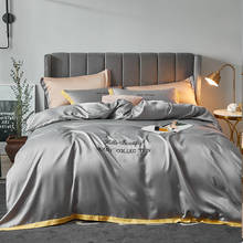 Conjunto de cama brilhante de cetim com bordas, conjunto de roupa de cama com edredom brilhante, fronhas, tamanho king e queen 2020 2024 - compre barato