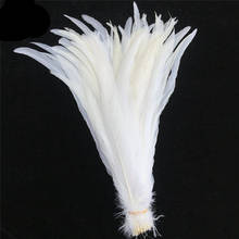 Top Quality 50 Pcs Pure White Rooster Tail Feather 30-35cm 12-14inch Natural Feathers Wedding Decoration clothing accessories 2024 - buy cheap