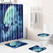 Zeegle Shower Curtain Waterproof Christmas Bath Curtain Anti-slip Bathroom Rug Set Toilet Cover Mat Absorbent Bath Mat Set 2024 - buy cheap