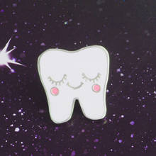 White Cartoon Smile Teeth Enamel Brooches Pin for Nurse Dentist Hospital Lapel Pin Hat/bag Pins Denim Shirt Women Badge Brooch 2024 - buy cheap
