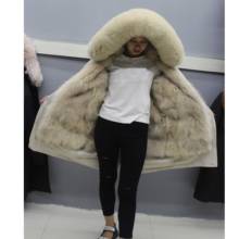 Linhaoshengyue  90cm Hot  fashion women parka coat Fox fur cap collar fox fur linink coat 2024 - buy cheap