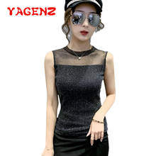 Yagenz camiseta feminina com gola o, t-shirt de malha fina para mulheres, camiseta sexy de harajuku, gola redonda, moda 740 2024 - compre barato