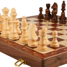 Juego de ajedrez de madera de alta calidad para niños, juego de mesa plegable clásico, grande, hecho a mano, piezas de madera maciza de nogal, regalo 2024 - compra barato