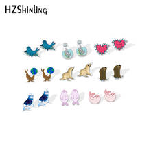 2021 New Cute Sea lion Stud Earring Animal Acrylic Resin Earrings Epoxy Handmade Jewelry Gifts Children 2024 - buy cheap