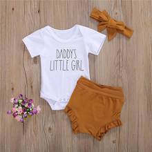 Conjunto de ropa para niña recién nacida, Pelele con letras y pantalones cortos, conjunto para niña recién nacida, 3 uds. 2024 - compra barato
