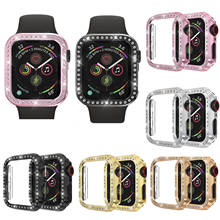 Cubierta de reloj de diamante funda protectora de parachoques para Apple Watch Series 4 Bling strass funda para iWatch 40mm 44mm cáscara de la cubierta 2024 - compra barato