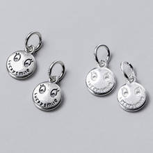 925 Sterling Silver Smile Round Dangle Charms 10mm Necklace Bracelets Silver Happy Medallion Pendants DIY Fine Jewelry Findings 2024 - buy cheap