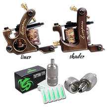 Professional Handmade Copper Tattoo Kit Machine Liner Shader Tattoo Guns Self-lock Copper Grips With Tips 2024 - buy cheap