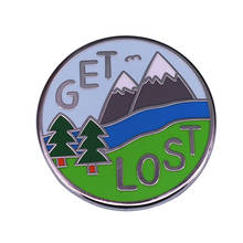 Mountain Adventure Button Badge Get Lost Pin Fun and bold gift that makes you want to get out and explore the world! 2024 - buy cheap