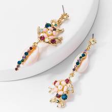 Pendientes de piedra de cristal para mujer, aretes largos con estilo, Color dorado, accesorios de joyería hechos a mano 2024 - compra barato