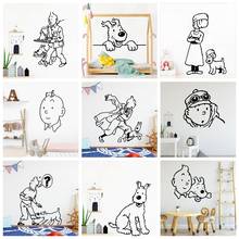 Removable The Adventures Of Tintin Wall Sticker Wallpaper Vinyl Stickers For Kids Room stickers mural tintin Wall Decals Mural 2024 - buy cheap