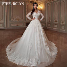 ETHEL ROLYN A-Line Wedding Dress 2022 Glamorous Long Sleeve V-neck Bridal Lace Appliques Princess Bride Dresses Vestido De Noiva 2024 - buy cheap