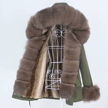 OFTBUY 2021 New Winter Jacket Women Short Waterproof Parka Real Fur Coat Natural Fox Big Fur Collar Hood Removable Outerwear 2024 - buy cheap