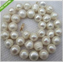Collar de perlas blancas naturales del Mar del Sur, 17 ", 9-10MM, cierre de oro de 14 quilates 2024 - compra barato