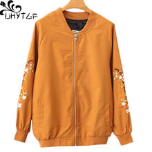 UHYTGF-Chaqueta de gran tamaño para mujer, abrigos y chaquetas de otoño, bordadas, a la moda, holgada, básica, de talla grande, Coat33 2024 - compra barato