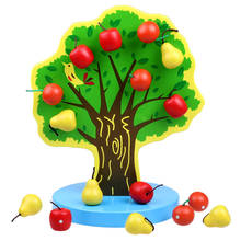 Quebra-cabeça de madeira magnético montessori, árvore de maçã, brinquedo de matemática, ensino de jardim de infância, ajuda educacional de fruta, peras, brinquedos para crianças 2024 - compre barato