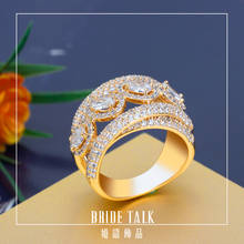 Bride Talk Luxury Trendy Women Ring Rhodium Plating Cubic Zirconia Elegant Wedding Rings Jewelry Valentine's Day Gift Quality A+ 2024 - buy cheap