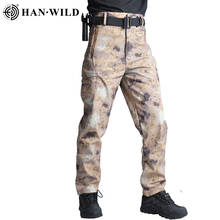 Calça camuflada masculina, calça casual estilo militar, tática com camuflagem 2024 - compre barato