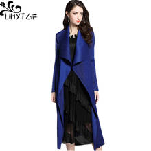 UHYTGF Autumn New Women Casual trench coat oversize Outwear Loose Clothing Female windbreaker fold casual coats top outwear X94 2024 - buy cheap