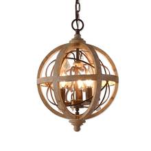 Винтажная люстра в скандинавском стиле, круглые деревянные подвесные светильсветильник в стиле ретро для гостиной, лофта 2024 - купить недорого