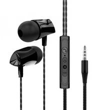 Проводные наушники 3,5 мм спортивные Игровые наушники музыкальные стерео наушники с микрофоном для iPhone Xiaomi Samsung Huawei 2024 - купить недорого