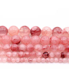 Cuentas redondas de Calcedonia roja y Rosa Natural para la fabricación de joyas, tamaño a elegir, 4/6/8/10/12mm, 15 pulgadas, DIY, collar y pulsera 2024 - compra barato