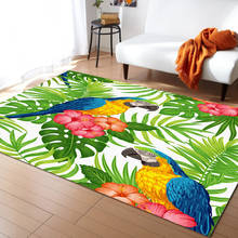Parrot Flowers Green Floor Mat Tropical Leaves Carpets for Living Room Household Bedside Rug Sofa and Coffee Table Blanket 2024 - buy cheap