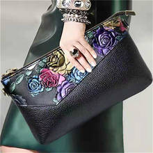 New Women Flower Printing Bag Leather Purse Black Shoulder Bag Mini Crossbody Handbag Ladies Clutch Bag women messenger bags 2024 - buy cheap