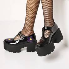 OLOMLB Women Lolita Belt Buckle Flower Gothic Punk Pumps Shoes Platform Chunky High Heel Creepers Japanese Harajuku New 2022 2024 - buy cheap