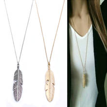 Simple Pendant Necklace Feather Necklace Long Sweater Chain Statement Jewelry Leaf Necklace For Women Collier Femme Collar Kolye 2024 - buy cheap