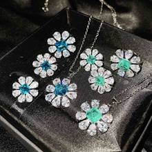 2022New Elegant Temperament Natural Sky Blue Zircon Jewelry Sets  Silver Color Flower Ladies Women Banquet Set  Jewelry 2024 - buy cheap